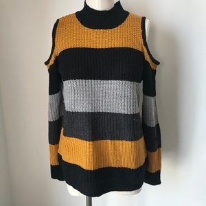 [LF] Grey Stripe Knit Sweater Top